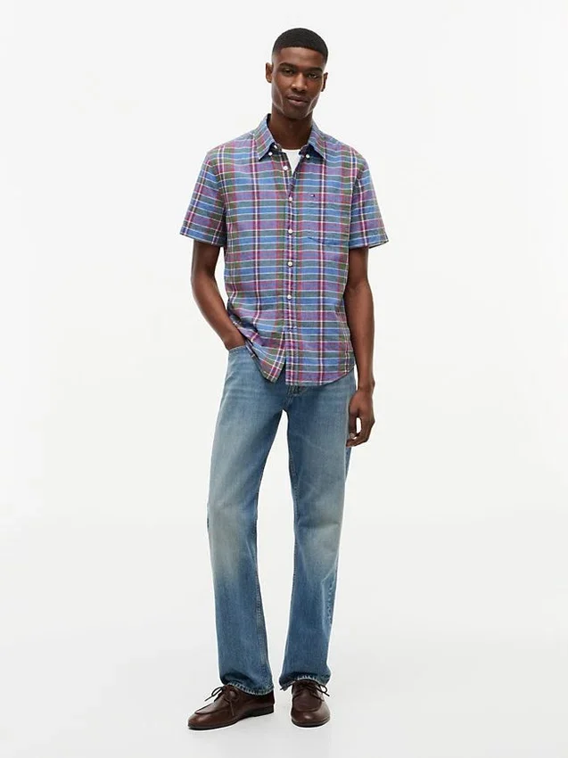 Regular Fit Plaid Linen-Blend Shirt Regular Fit Plaid Linen-Blend Shirt