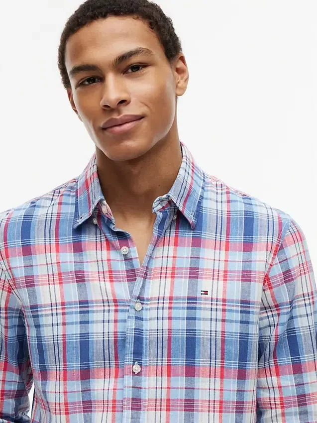 Regular Fit Plaid Linen-Blend Shirt Regular Fit Plaid Linen-Blend Shirt