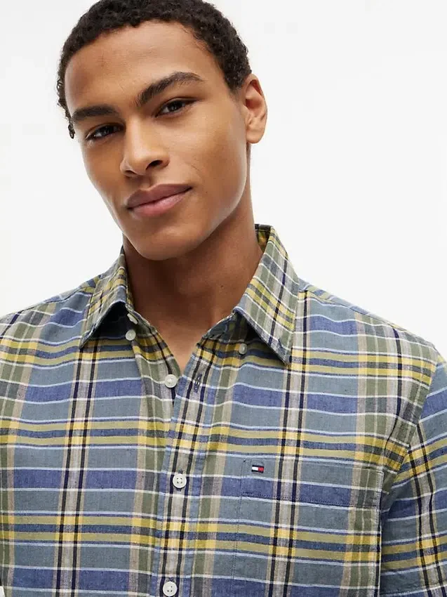 Regular Fit Plaid Linen-Blend Shirt Regular Fit Plaid Linen-Blend Shirt