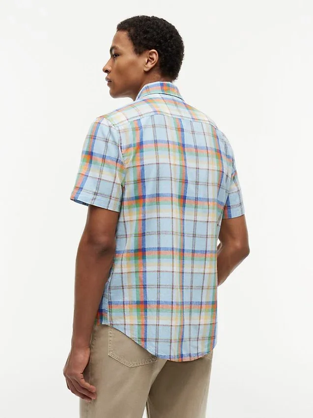 Regular Fit Plaid Linen-Blend Shirt Regular Fit Plaid Linen-Blend Shirt