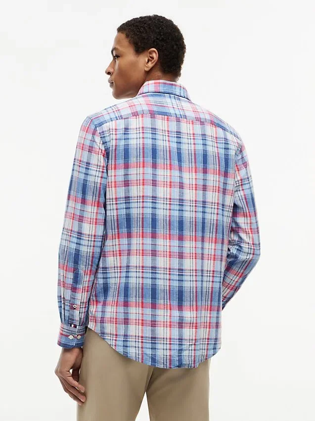 Regular Fit Plaid Linen-Blend Shirt Regular Fit Plaid Linen-Blend Shirt