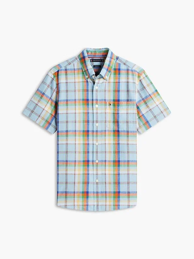 Regular Fit Plaid Linen-Blend Shirt Regular Fit Plaid Linen-Blend Shirt