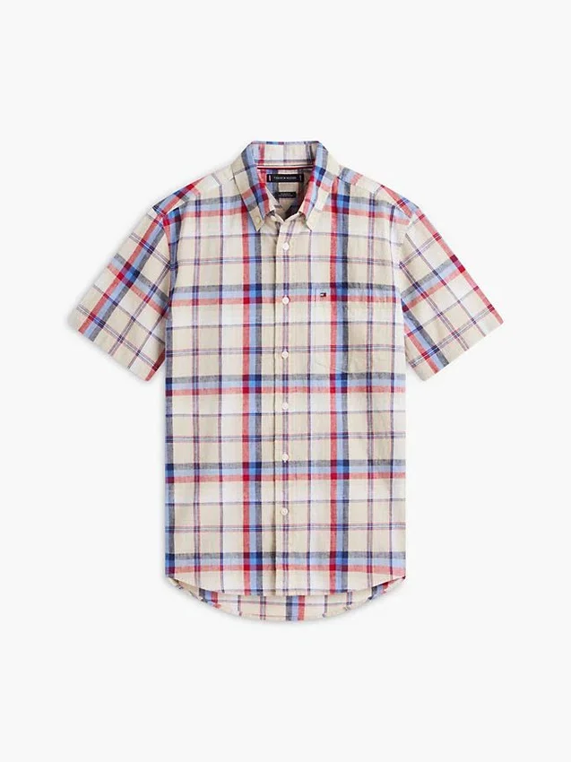 Regular Fit Plaid Linen-Blend Shirt Regular Fit Plaid Linen-Blend Shirt
