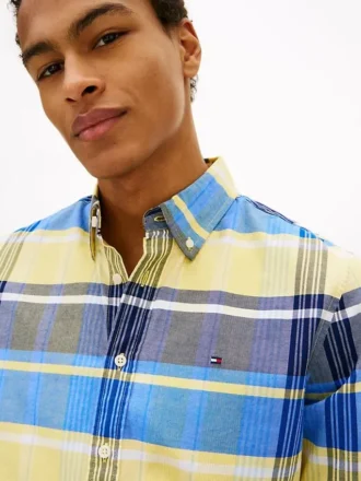 Regular Fit Plaid Stretch Oxford Shirt