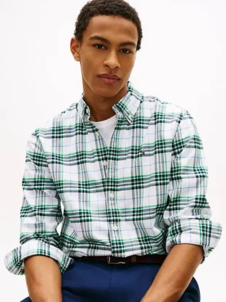 Regular Fit Plaid Stretch Oxford Shirt