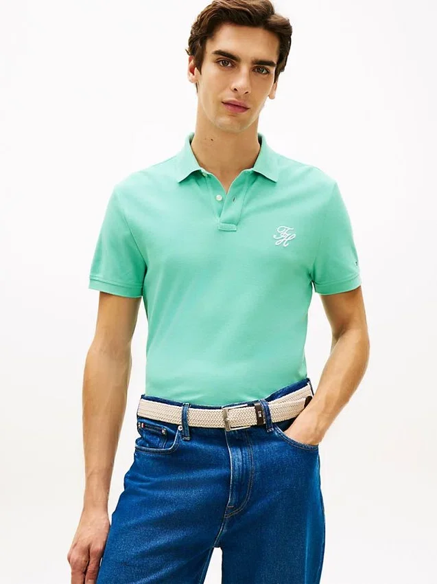 Regular Fit Script Monogram Pique Polo Regular Fit Script Monogram Pique Polo
