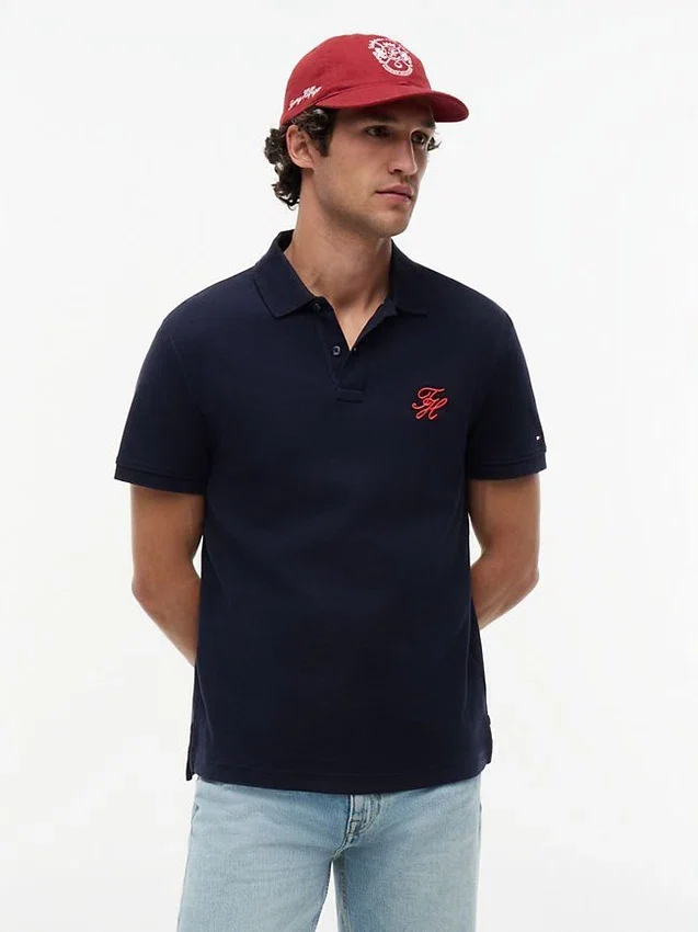 Regular Fit Script Monogram Pique Polo Regular Fit Script Monogram Pique Polo