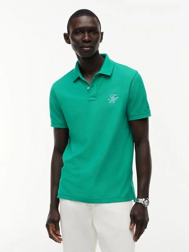 Regular Fit Script Monogram Pique Polo Regular Fit Script Monogram Pique Polo