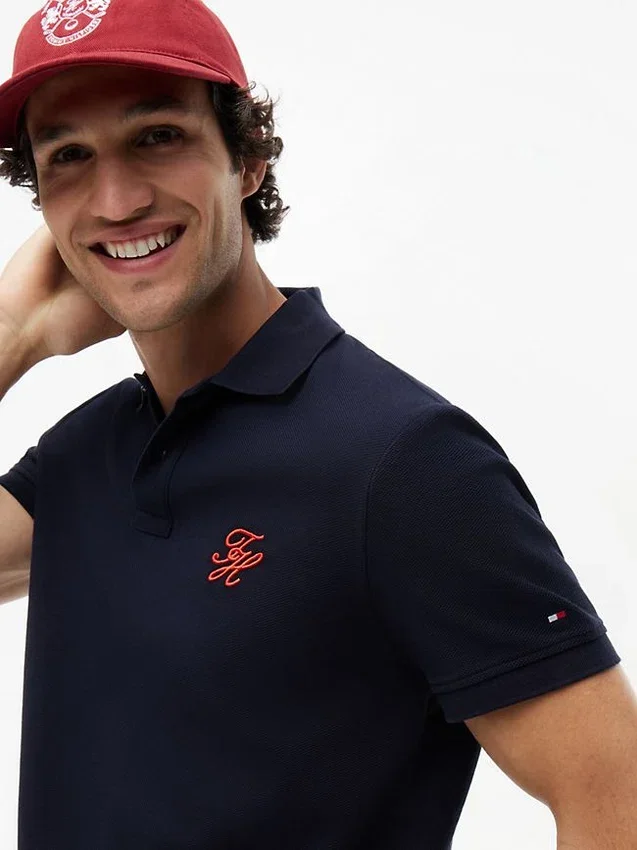 Regular Fit Script Monogram Pique Polo Regular Fit Script Monogram Pique Polo