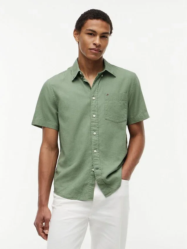 Regular Fit Short-Sleeve Linen-Blend Shirt Regular Fit Short-Sleeve Linen-Blend Shirt