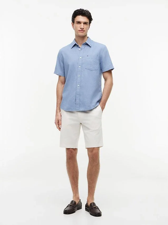Regular Fit Short-Sleeve Linen-Blend Shirt Regular Fit Short-Sleeve Linen-Blend Shirt