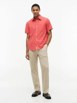 Regular Fit Short-Sleeve Linen-Blend Shirt