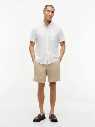 Regular Fit Short-Sleeve Linen-Blend Shirt