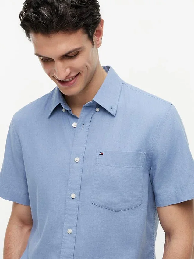 Regular Fit Short-Sleeve Linen-Blend Shirt Regular Fit Short-Sleeve Linen-Blend Shirt