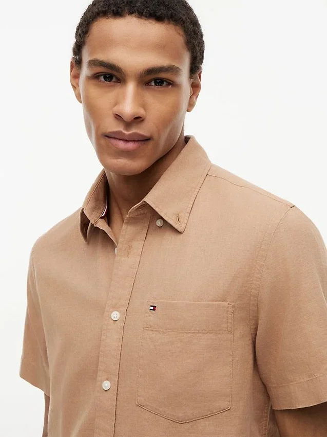 Regular Fit Short-Sleeve Linen-Blend Shirt Regular Fit Short-Sleeve Linen-Blend Shirt