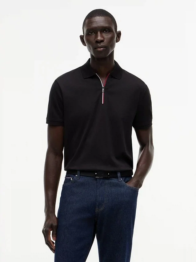 Regular Fit Smooth Cotton Zip Polo Regular Fit Smooth Cotton Zip Polo