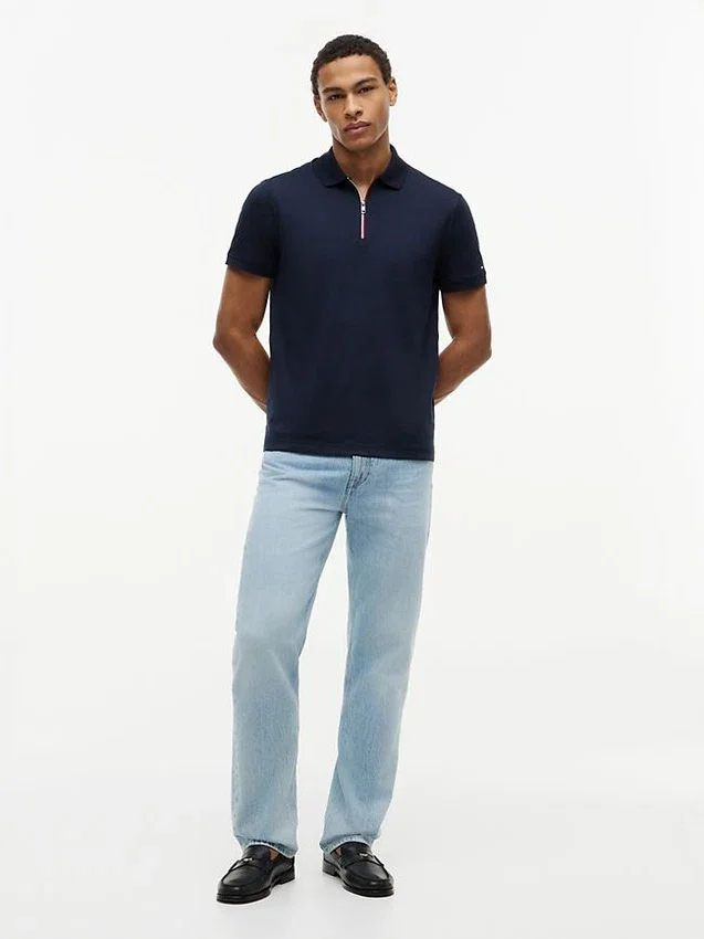 Regular Fit Smooth Cotton Zip Polo Regular Fit Smooth Cotton Zip Polo