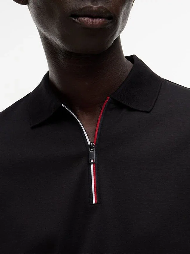 Regular Fit Smooth Cotton Zip Polo Regular Fit Smooth Cotton Zip Polo