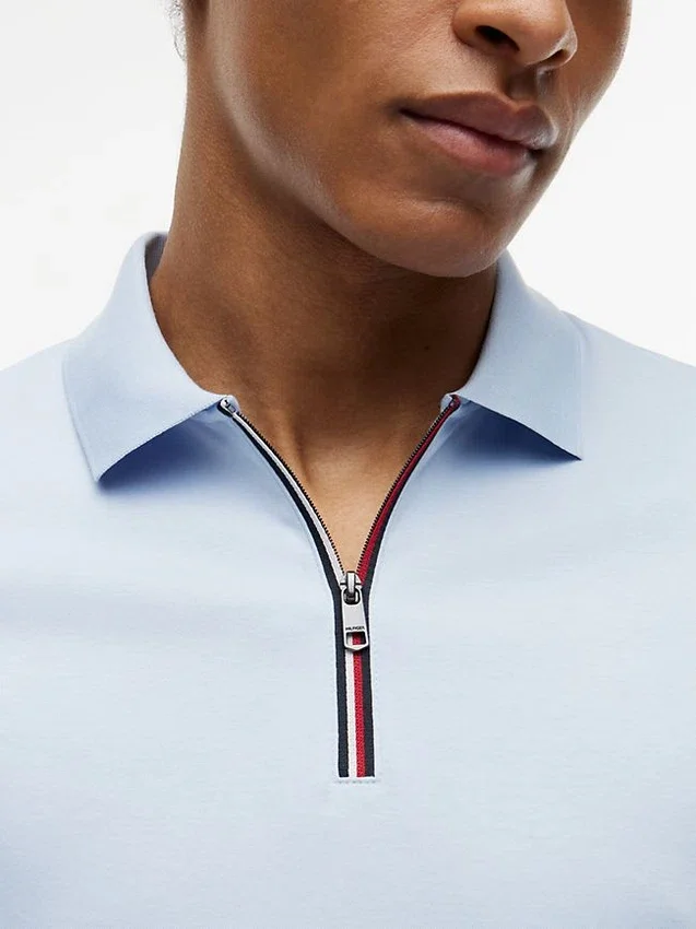 Regular Fit Smooth Cotton Zip Polo Regular Fit Smooth Cotton Zip Polo