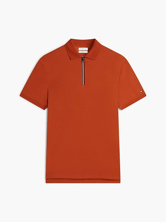 Regular Fit Smooth Cotton Zip Polo Regular Fit Smooth Cotton Zip Polo