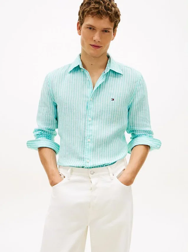 Regular Fit Stripe Linen Shirt Regular Fit Stripe Linen Shirt
