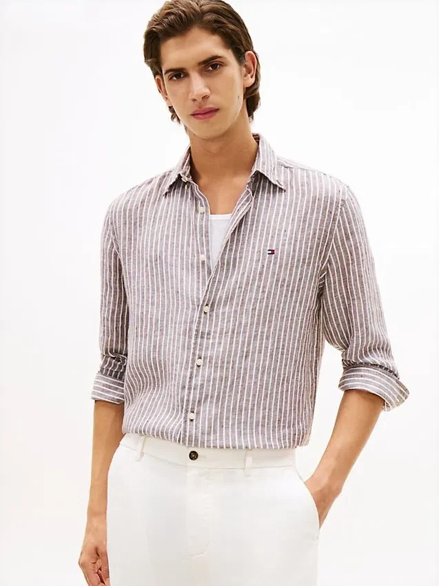 Regular Fit Stripe Linen Shirt Regular Fit Stripe Linen Shirt