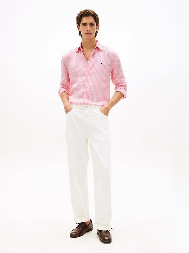 Regular Fit Stripe Linen Shirt Regular Fit Stripe Linen Shirt