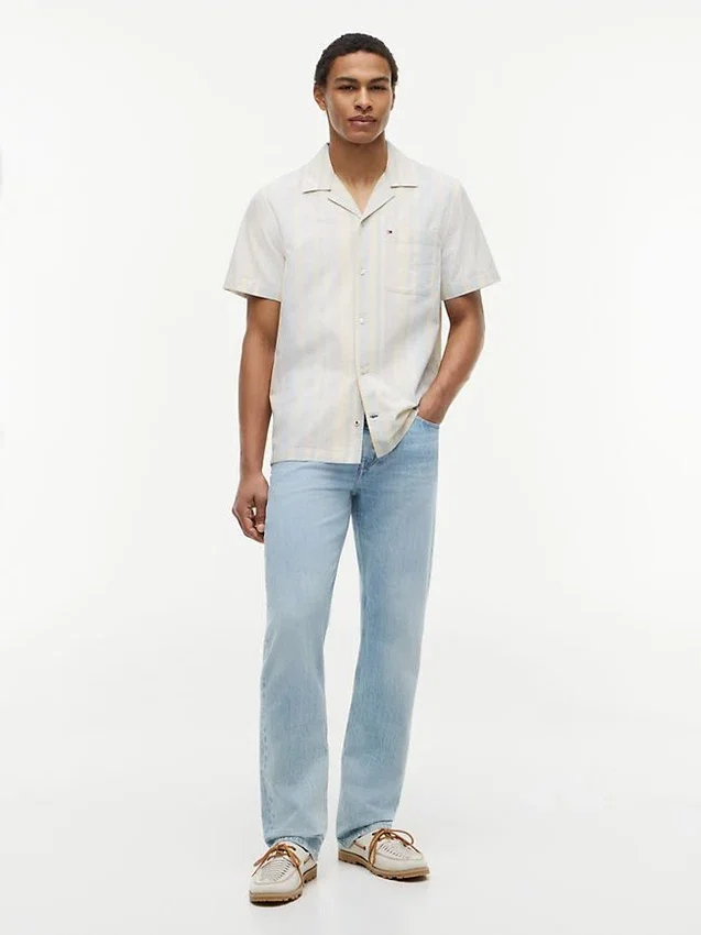 Regular Fit Striped Dobby Camp Shirt Regular Fit Striped Dobby Camp Shirt