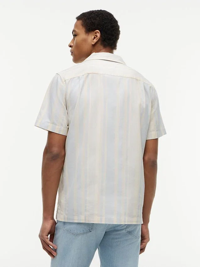 Regular Fit Striped Dobby Camp Shirt Regular Fit Striped Dobby Camp Shirt