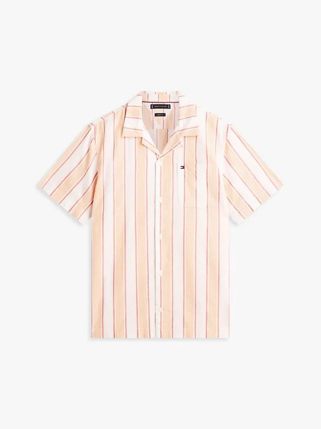 Regular Fit Striped Dobby Camp Shirt Regular Fit Striped Dobby Camp Shirt