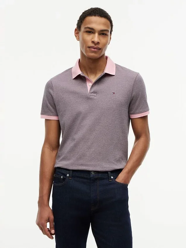 Regular Fit Striped Interlock Polo Regular Fit Striped Interlock Polo