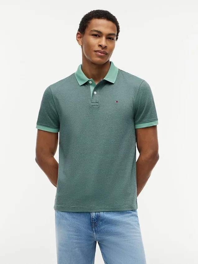 Regular Fit Striped Interlock Polo Regular Fit Striped Interlock Polo