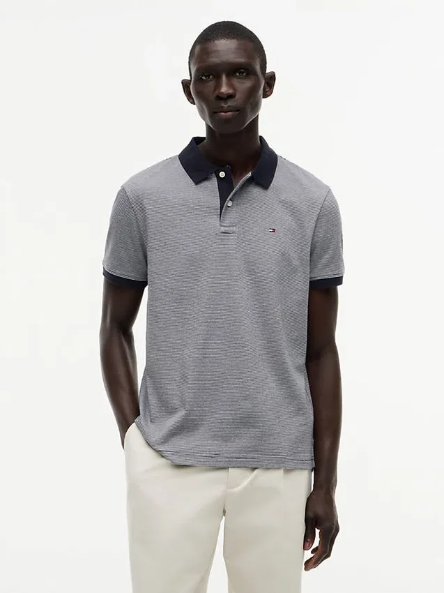 Regular Fit Striped Interlock Polo Regular Fit Striped Interlock Polo