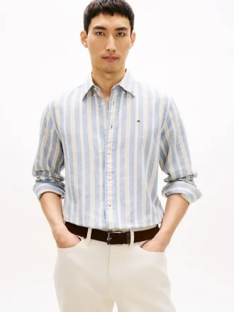 Regular Fit Striped Linen-Blend Shirt