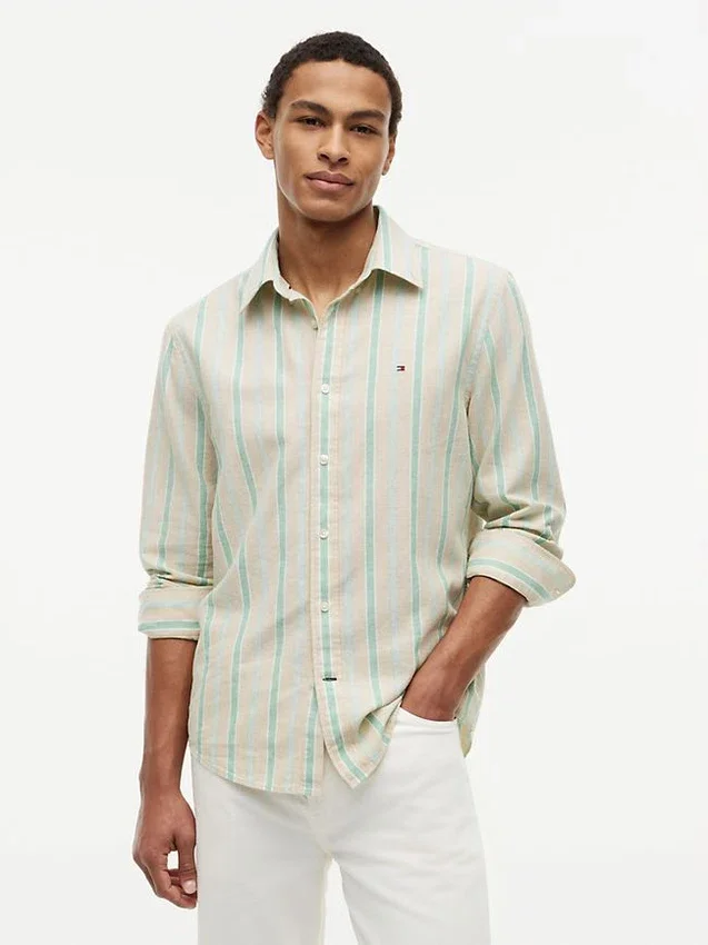 Regular Fit Striped Linen-Blend Shirt Regular Fit Striped Linen-Blend Shirt