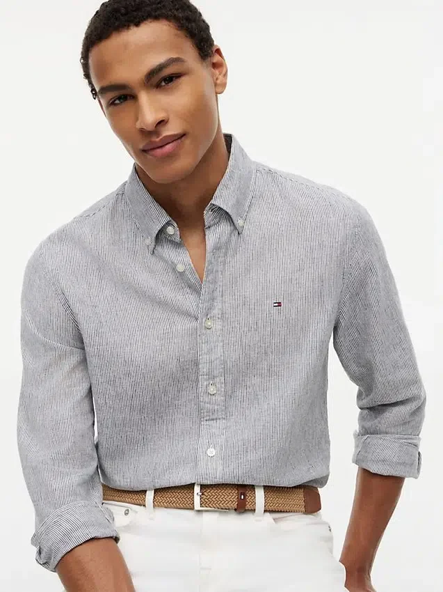 Regular Fit Striped Linen-Blend Shirt Regular Fit Striped Linen-Blend Shirt