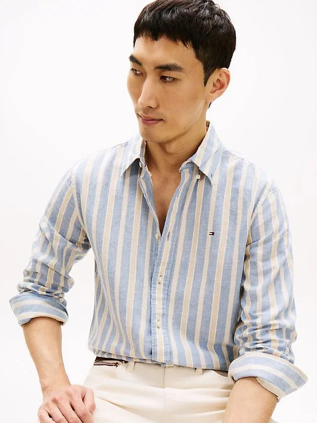 Regular Fit Striped Linen-Blend Shirt Regular Fit Striped Linen-Blend Shirt