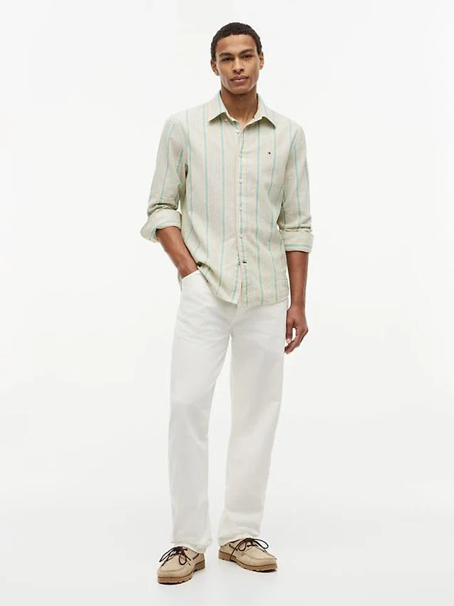 Regular Fit Striped Linen-Blend Shirt Regular Fit Striped Linen-Blend Shirt