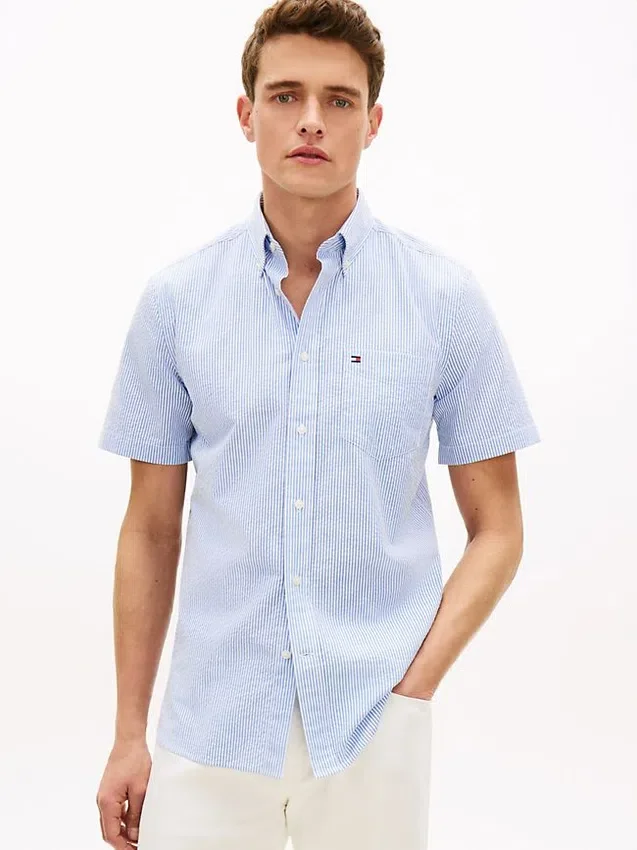 Regular Fit Striped Seersucker Shirt Regular Fit Striped Seersucker Shirt