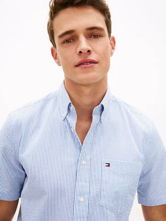 Regular Fit Striped Seersucker Shirt Regular Fit Striped Seersucker Shirt
