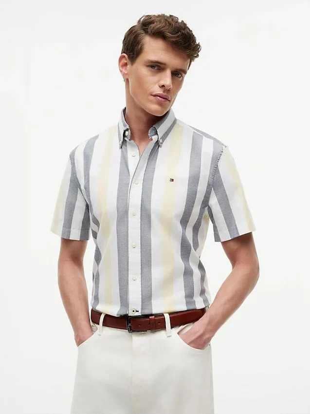 Regular Fit Striped Stretch Oxford Shirt Regular Fit Striped Stretch Oxford Shirt