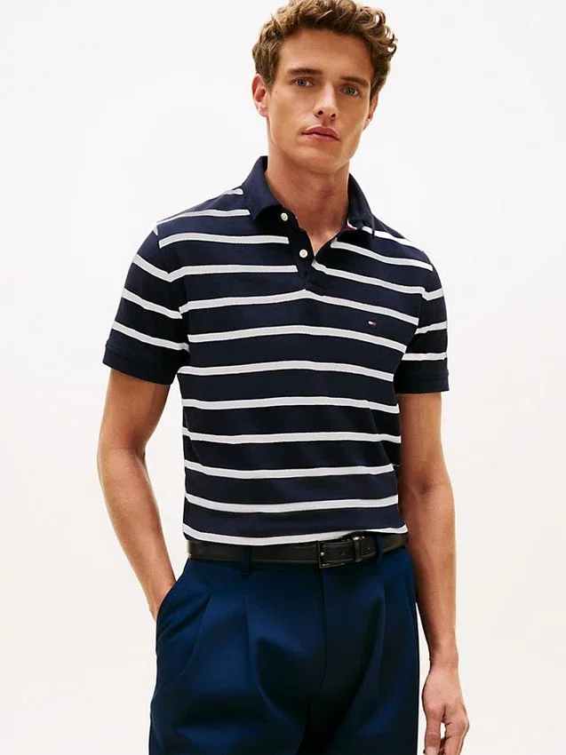 Regular Fit Striped Wicking Polo Regular Fit Striped Wicking Polo