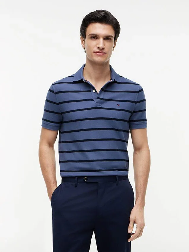 Regular Fit Striped Wicking Polo Regular Fit Striped Wicking Polo