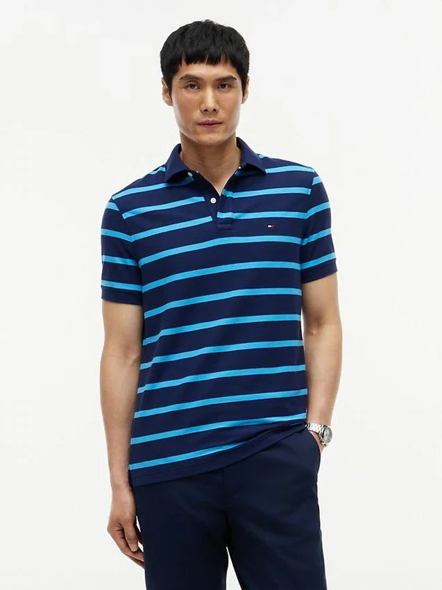 Regular Fit Striped Wicking Polo Regular Fit Striped Wicking Polo
