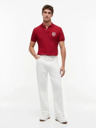 Regular Fit Wavy Flag Smooth Cotton Polo