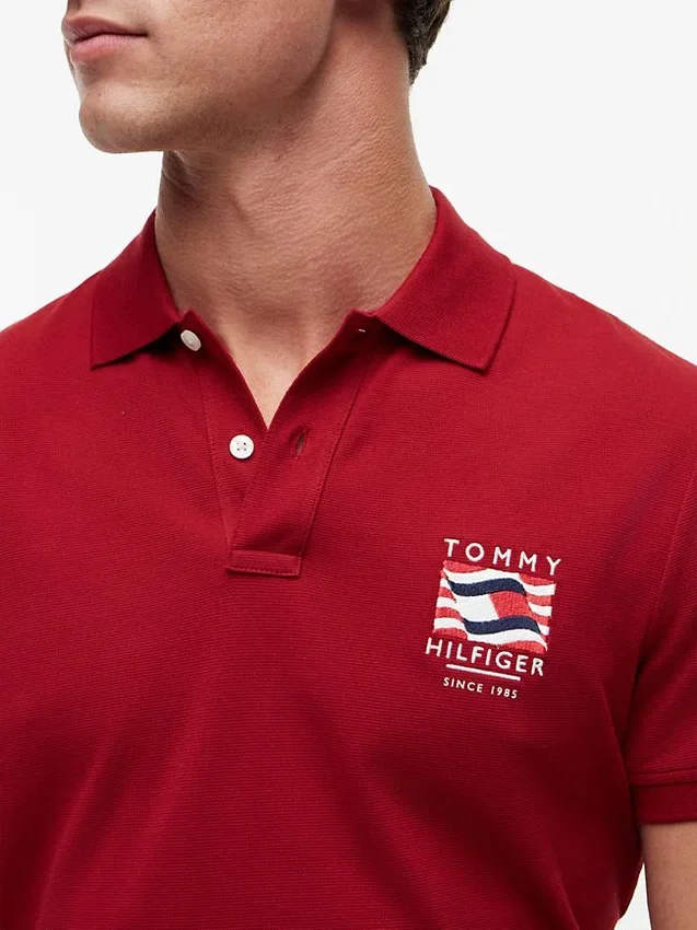 Regular Fit Wavy Flag Smooth Cotton Polo Regular Fit Wavy Flag Smooth Cotton Polo
