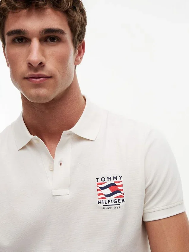 Regular Fit Wavy Flag Smooth Cotton Polo Regular Fit Wavy Flag Smooth Cotton Polo