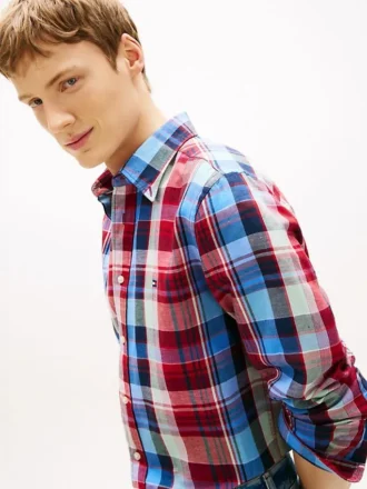 Regular Madras Check Linen-Blend Shirt
