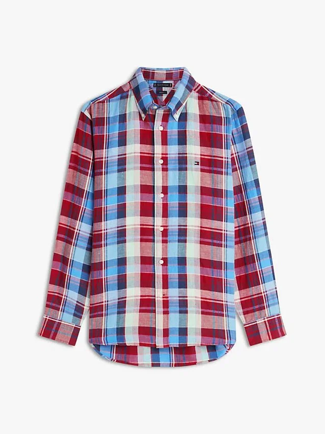Regular Madras Check Linen-Blend Shirt Regular Madras Check Linen-Blend Shirt