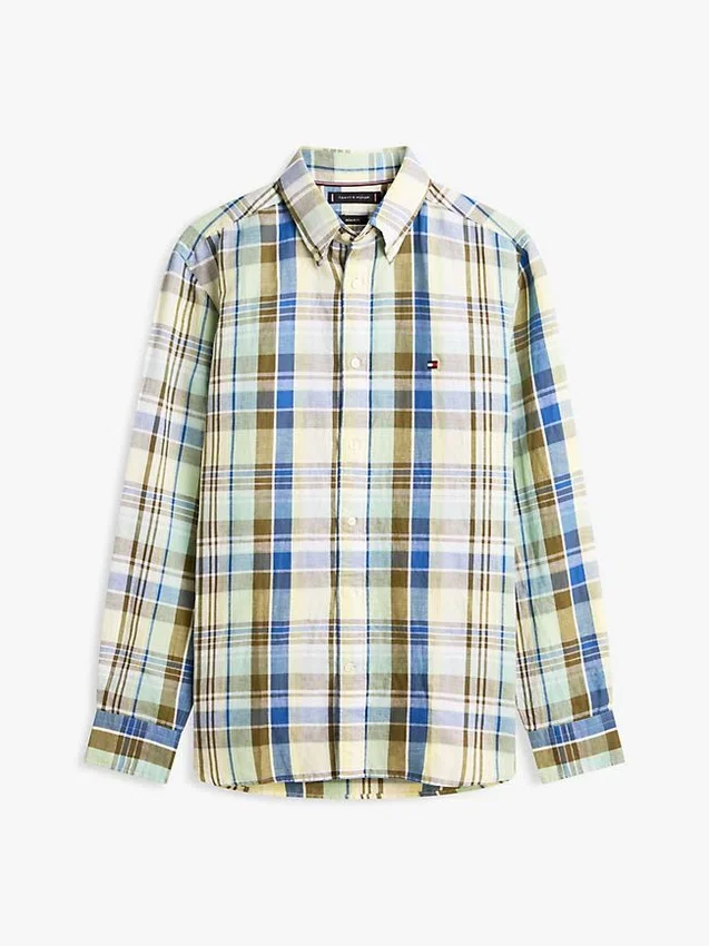 Regular Madras Check Linen-Blend Shirt Regular Madras Check Linen-Blend Shirt